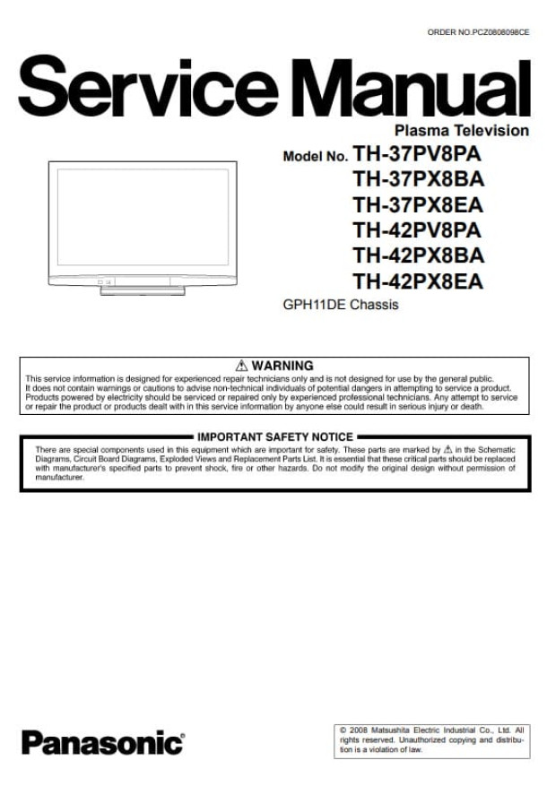 GPH11DE_TH-37PV8PA, TH-37PX8BA, TH-37PX8EA, TH-42PV8PA